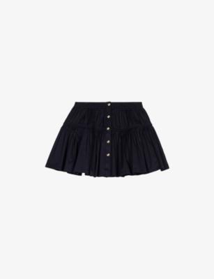 Button-Down Elasticated-Waist Stretch-Cotton Mini Skirt by MAJE