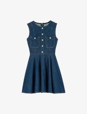 Button-Up Flared Denim Mini Dress by MAJE