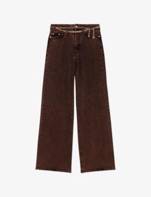 Chain-Belt Bootcut Denim Jeans by MAJE