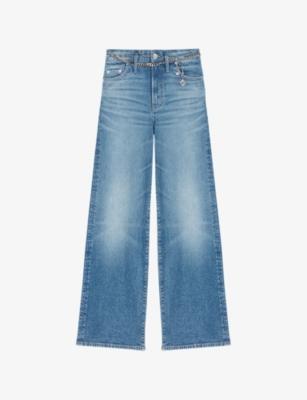 Chain-Belt Faded-Wash Denim Jeans by MAJE