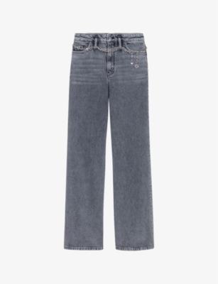 Chain-belt high-rise stretch-denim jeans by MAJE