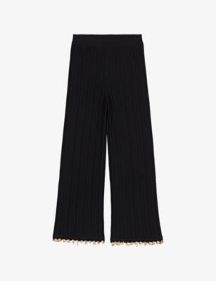 Charm-Embellished Knitted Cotton-Blend Trousers by MAJE