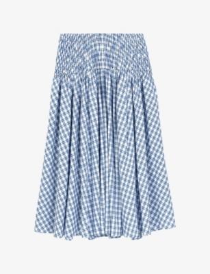 Checked Rhinestone-Embellished Cotton Maxi Skirt by MAJE