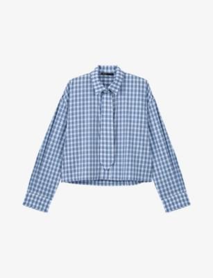 Checked Rhinestone-Embellished Cotton Shirt by MAJE