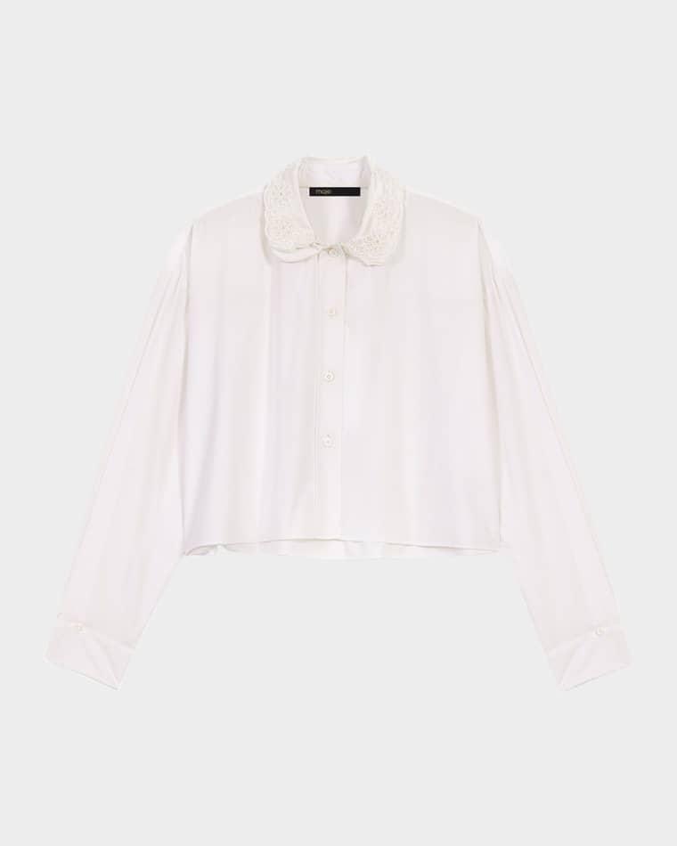 Cimise Embroidered Cropped Shirt by MAJE