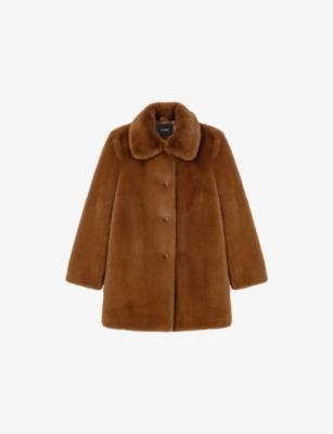 Collared Mid-Length Faux-Fur Coat by MAJE