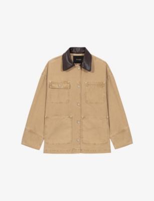 Collared Pleated-Back Denim Jacket by MAJE
