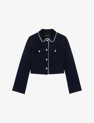 Contrast-Trim Cropped Cotton-Blend Jacket by MAJE