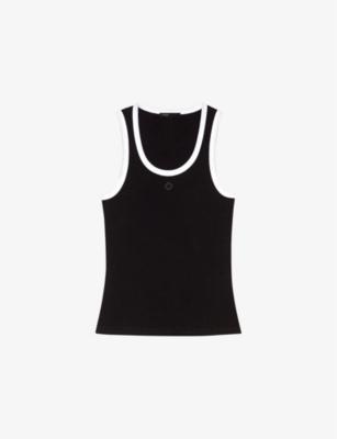 Contrast-Trim Ribbed Cotton-Jersey Tank Top by MAJE