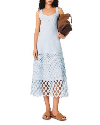 Crochet Rhinestone Midi Dress by MAJE