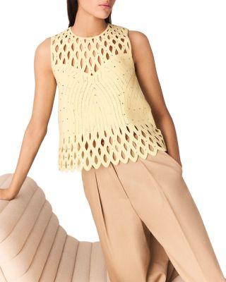 Crocheted Rhinestone Top by MAJE