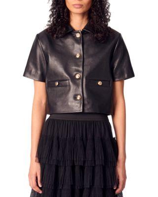 Cropped Leather Jacket by MAJE
