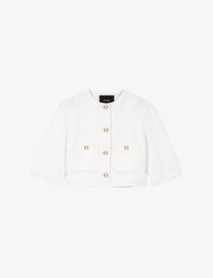 Cropped Round-Neck Linen-Blend Jacket by MAJE