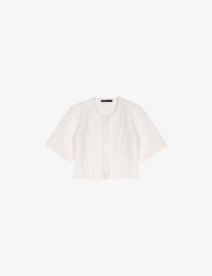 Cropped Round-Neck Short-Sleeve Knitted Cardigan by MAJE