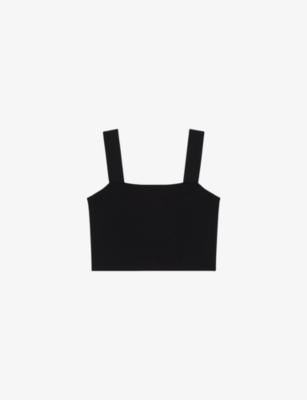 Cropped Square-Neck Stretch-Knit Top by MAJE