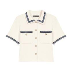 Cropped contrasting trim cardigan by MAJE