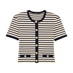 Cropped rib knit cardigan by MAJE