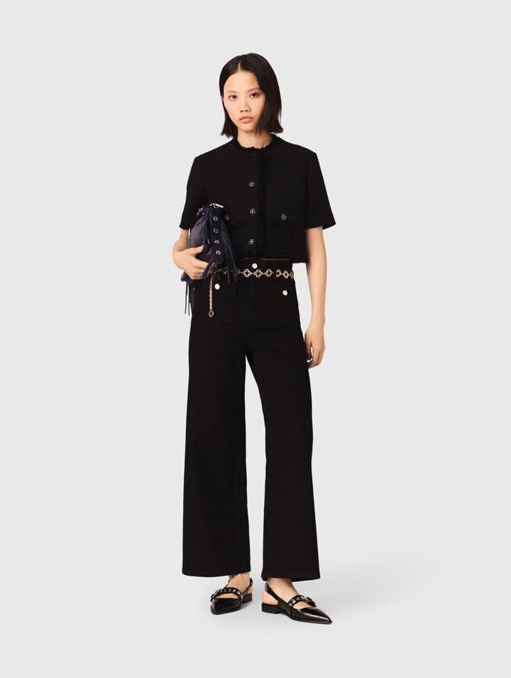Cropped shiny tweed jacket by MAJE