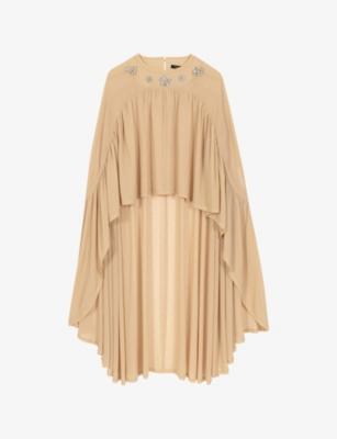 Crystal-Embellished Cape-Hem Woven Top by MAJE