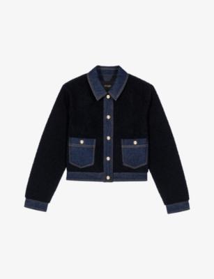 Denim-Trim Bouclé Woven Jacket by MAJE