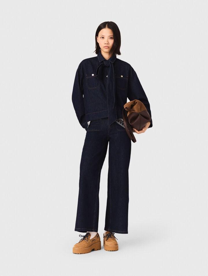 Denim jacket with bow by MAJE