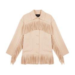 Double-breasted fringed coat by MAJE