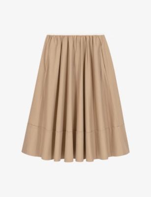 Elasticated-Waist Side-Pocket Cotton Midi Skirt by MAJE