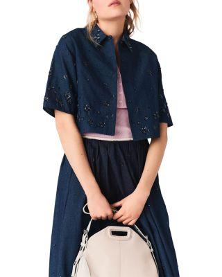 Embroidered Cropped Denim Shirt by MAJE