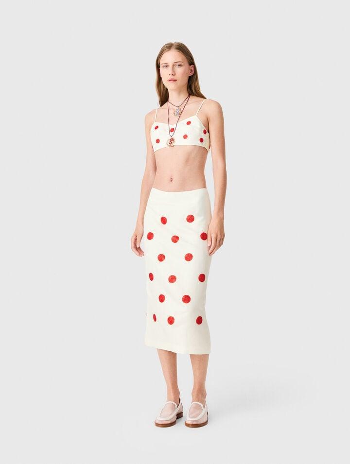 Embroidered linen and silk crop top by MAJE