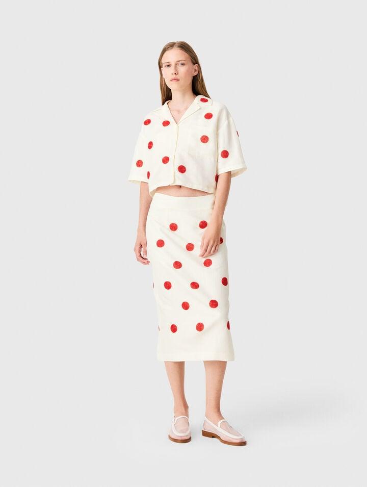 Embroidered linen and silk shirt by MAJE