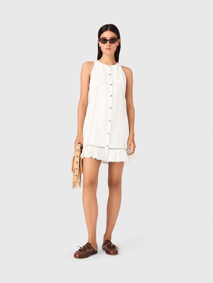 Embroidered linen-blend dress by MAJE