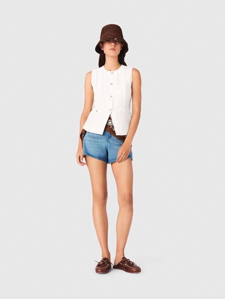 Embroidered linen-blend jacket by MAJE