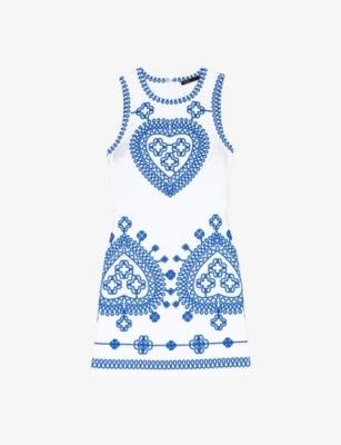 Embroidered sleeveless stretch-cotton mini dress by MAJE