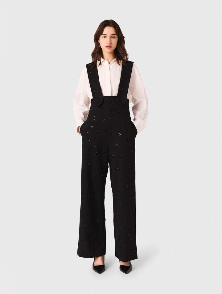 Embroidered trousers with braces by MAJE