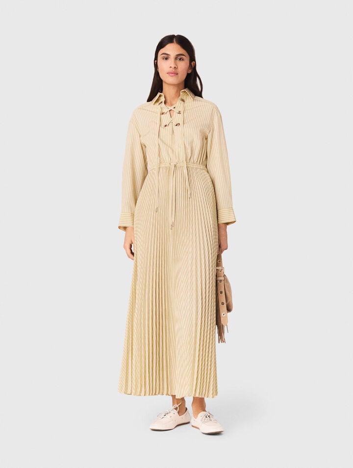 Eyelet pleated maxi dress by MAJE