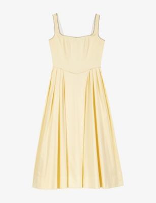 Flared Rhinestone-Embellished Stretch-Cotton Midi Dress by MAJE