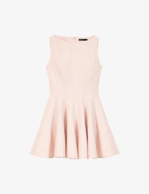 Flared Rhinestone-Embellished Tweed Mini Dress by MAJE