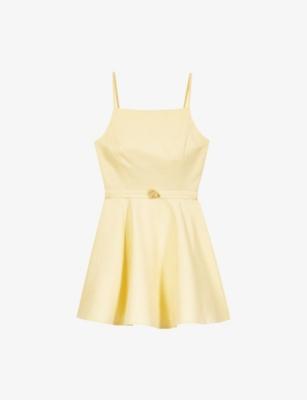 Flared Square-Neck Linen-Blend Mini Dress by MAJE