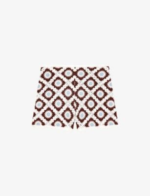 Floral Mid-Rise Crochet Shorts by MAJE
