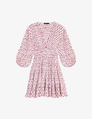 Floral-Print Pleated Woven Mini Dress by MAJE
