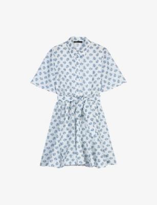 Floral-Print Short-Sleeved Linen-Blend Mini Dress by MAJE