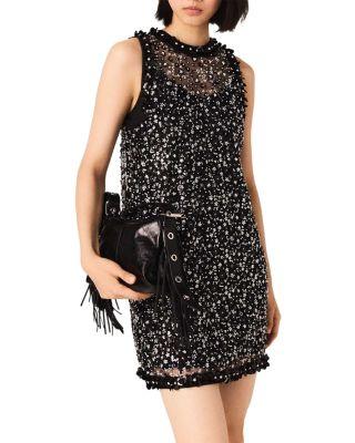 Floral Sequinned Embroidered Dress by MAJE Floral Sequinned Embroidered Dress by MAJE