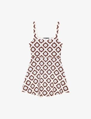 Floral Square-Neck Crochet Mini Dress by MAJE