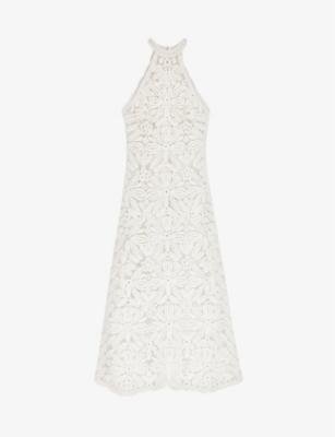 Floral crochet-lace cotton midi dress by MAJE