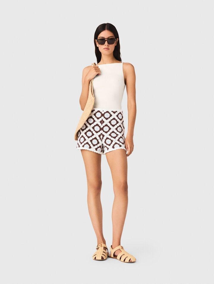 Floral-patterned crochet shorts by MAJE