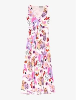 Graphic-print cut-out silk maxi dress by MAJE