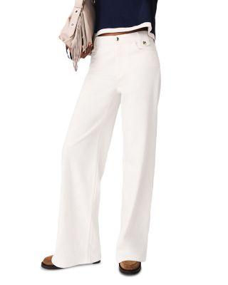 High Waisted Flared Jeans in White by MAJE