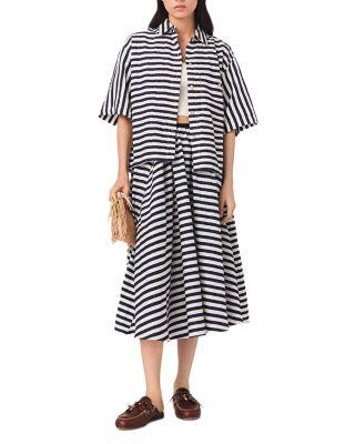 Jalais Striped Midi Skirt by MAJE