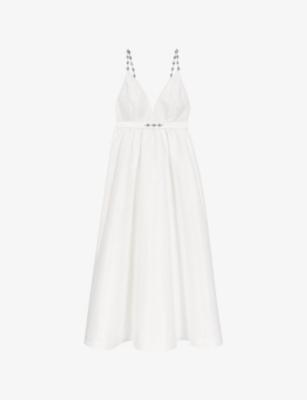 Jewelled V-Neck Taffeta Maxi Dress by MAJE