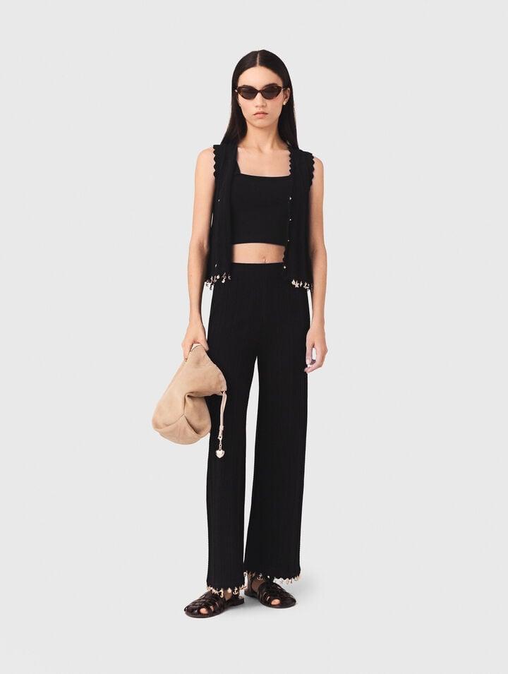 Jewelled knit trousers by MAJE